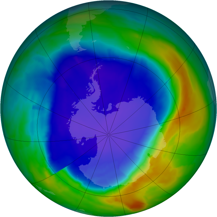 Antarctic ozone map for 16 September 2013